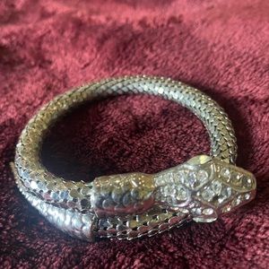 Woman’s Snake Bracelet Metal Iridescent Eyes